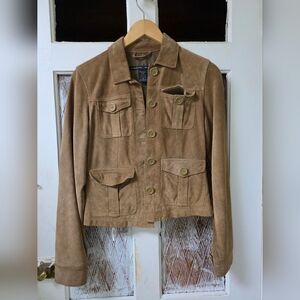 Abercrombie & Fitch Genuine Leather SUEDE Tan Utility Jacket